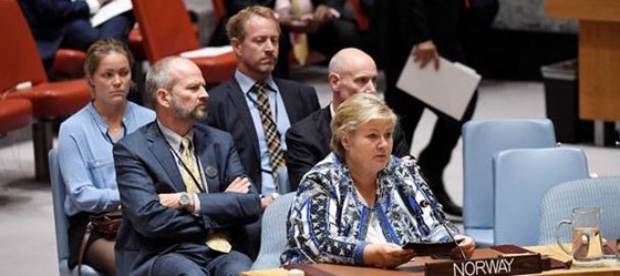 Erna Solberg holder innlegg i Sikkerhetsrådet