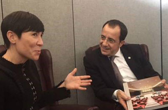 Utenriksministeren i møte med Kypros' utenriksminister Nikos Christodoulides. Foto: Juliana Baffoe, UD