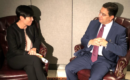 Utenriksminister Ine Eriksen Søreide i møte med sin marokkanske kollega. Foto: Frode O. Andersen, UD
