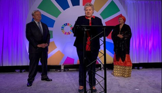 Fra mottakelsen for bærekraftsmålene. Foto: Espen Gullikstad, UD