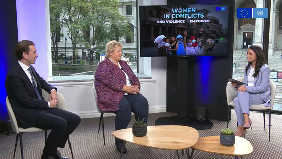 Statsministeren deltok på et arrangement om kvinners deltakelse i fredsarbeid og kampen mot kjønnsbasert vold. Foto: Astrid Sehl, FN-delegasjonen