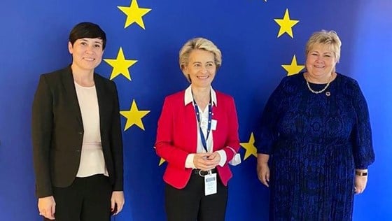 Utenriksministeren og statsministeren hadde også tirsdag en rekke bilaterale møter. Her fra møtet med Europakommisjonens president Ursula von der Leyen.  Foto: Twitter @vonderleyen