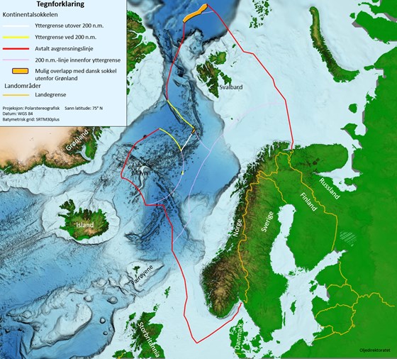 Kart over norsk kontinentalsokkel i nord. Ill.: Oljedirektoratet