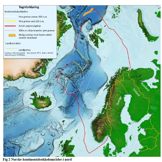 Fig 2 Norske kontinentalsokkelområder i nord
