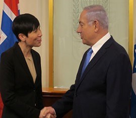 Utenriksminister Ine Eriksen Søreid og Israels statsminister Benyamin Netanyahu. Foto: Guri Solberg, UD 