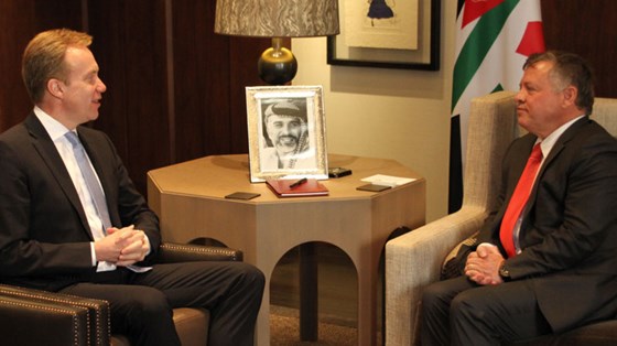 Utenriksminister Børge Brende møtte kong Abdullah II av Jordan i Amman. Foto: Frode O. Andersen, UD