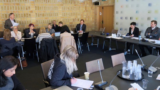 Sivile organisasjoner fikk diskutere Menneskerettighetsrådets neste høring av Norge på møtet med utenriksministeren. Foto: Guri Solberg, UD