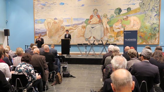 Utenriksministeren åpner den nasjonale konferansen om tros- og livssynsfrihet i Munchmuseet. Foto: Guri Solberg, UD