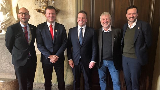 Ministers of International Development from Denmark, Finland, Iceland, Sweden and Norway gathered in Stockholm (from left). Credit: Guri Solberg, MFA