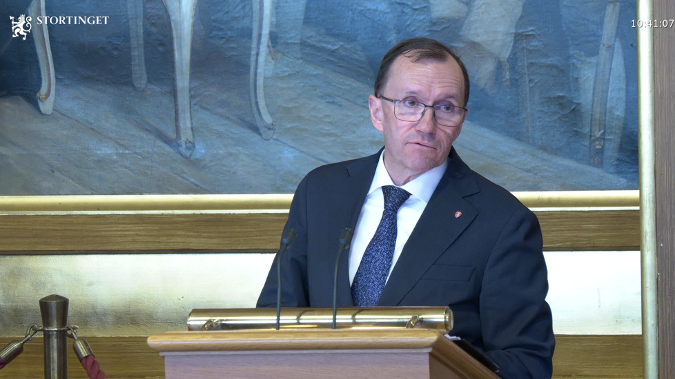 Utenriksministeren på Stortingets talerstol