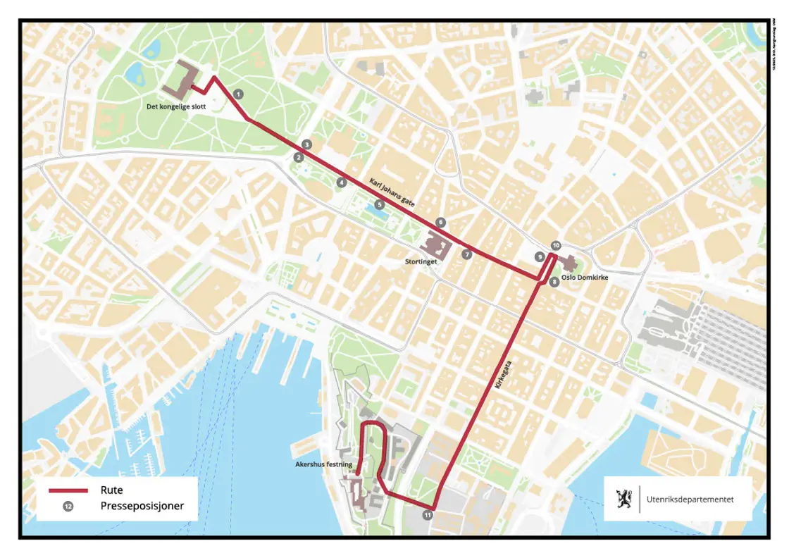 kart over prosesjonsruten