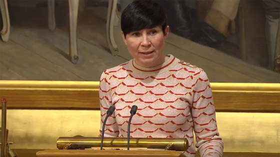 Utenriksminister Ine Eriksen Søreide gir sin redegjørelse for Stortinget om viktige EU- og EØS-saker. Ill.: Fra stortinget.no