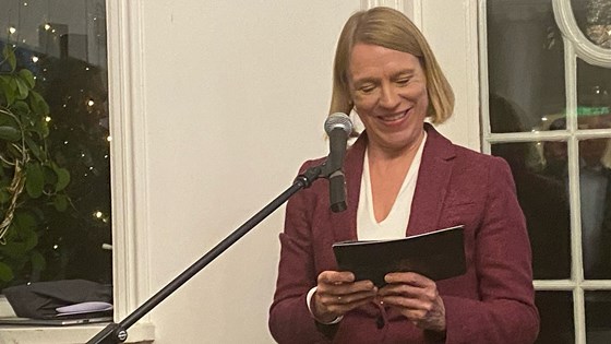 Minister of Foreign Affairs, Anniken Huitfeldt, at the Norwegian-German Chamber of Commerce. Credit:  Anne Gjørtz, MFA