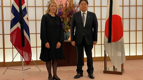 Utenriksminister Anniken Huitfeldt og Japans utenriksminister Yoshimasa Haysahi. Foto: Guri Solberg,UD