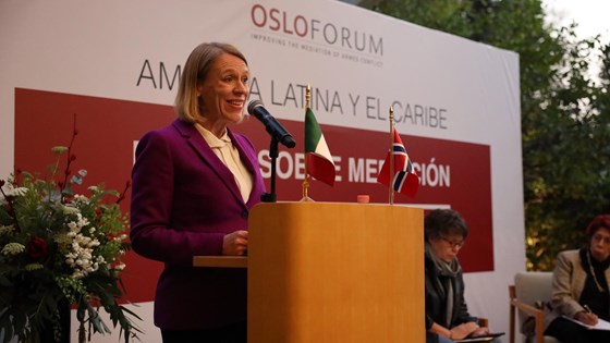 Minister of Foreign Affairs, Anniken Huitfeldt opened the first regional Oslo Forum in Latin America and the Caribbean - in Mexico. Credit: MFA/ Mariken Harbitz