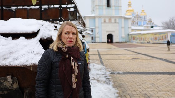 Utenriksminister Anniken Huitfeldt i Kyiv. Foto: Tuva Bogsnes, UD
