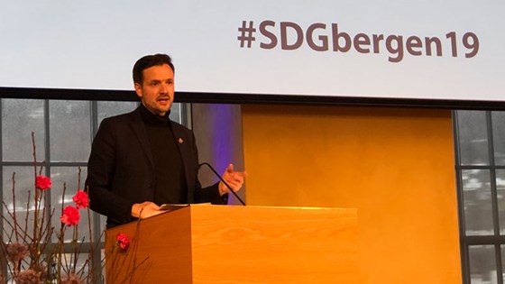 Minister of International Development Dag-Inge Ulstein at the SDG Conference in Bergen. Credit: Guri Solberg, MFA