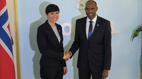 Somalia and Prime Minister Hassan Ali Khaire get help to clear the country's debt. Here with Minister of Foreign Affairs Ine Eriksen Søreide. Credit: Svein Michelsen, MFA