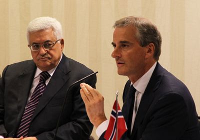 President Abbas og Jonas Gahr Støre i Oslo, 18. juli.