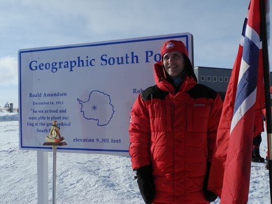 Prime Minister Jens Stoltenberg at the South Pole
