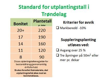 Standard for utplantingstall i Trøndelag