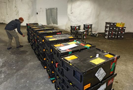 Ola Westengen ved Nordisk genressursenter sjekker frøene etter ankomst ifrøhvelvet