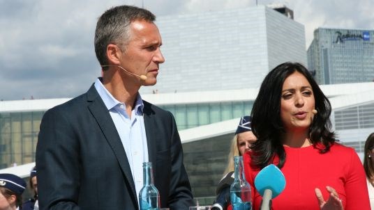 Lansering av det nye kulturløftet 11. august 2013. Statsminister Jens Stoltenberg og statsråd Hadia Tajik.