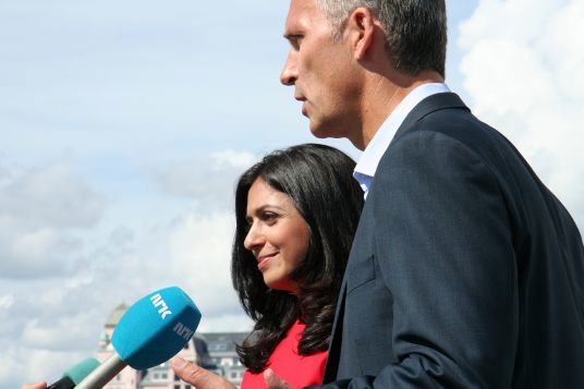 Lansering av det nye kulturløftet 11. august 2013. Statsråd Hadia Tajik og statsminister Jens Stoltenberg.