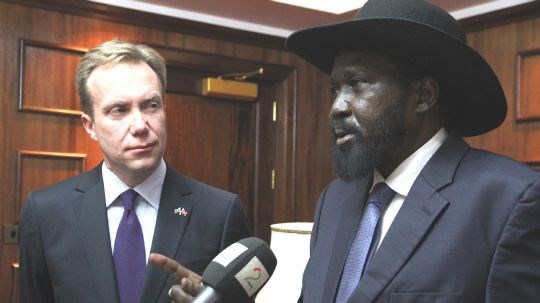 Utenriksminister Børge Brende møtte presidenten i Sør-Sudan, Salva Kiir, i Juba 27. januar 2013. Foto: Utenriksdepartementet