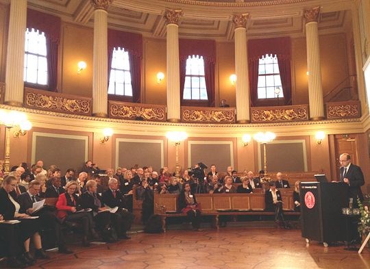 Statssekretær Hans Brattskar talte under rapportlansering i Oslo 11. februar 2014. Foto: Utenriksdepartementet/Astrid Sehl