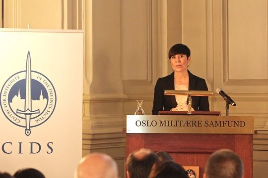 Forsvarsminister Ine Eriksen Søreide holdt tale på NATO Building Integrity Conference i Oslo 4. mars 2014.