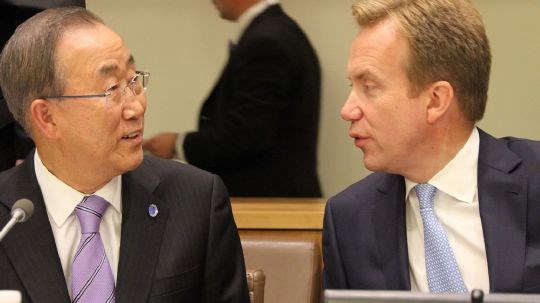Generalsekretær Ban Ki-moon og Børge Brende Foto: Veslemøy Lothe Salvesen