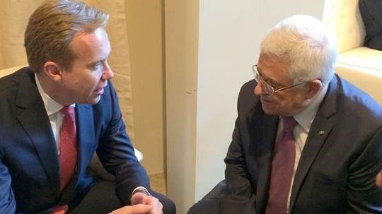 Utenriksminister Brende møter president Abbas. Foto: Astrid Versto