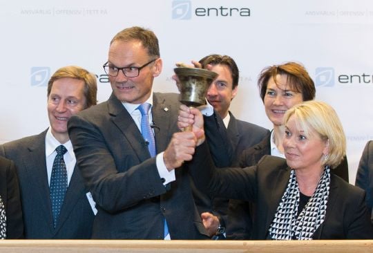 Næringsminister Monica Mæland og Entra-sjef Klaus-Anders Nysteen