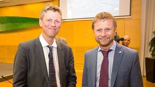 Leder av Prioriteringsutvalget Ole Frithjof Norheim og helse- og omsorgsminister Bent Høie