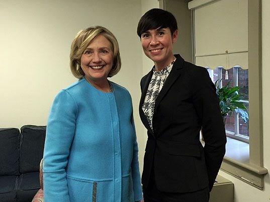 Hillary Clinton and Ine Eriksen Søreide at Georgetown University, Washington DC.