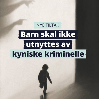 Silhuett av barn som løper. Skygger av hender som peker på veggene rundt.