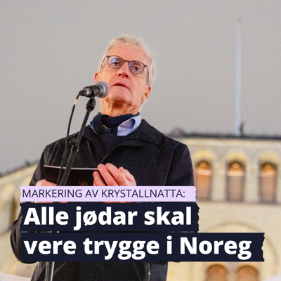 Støre deltar på Krystallnatten 9. november 2025 og holder en appell.