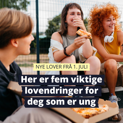 Tre ungdommer spiser pizza