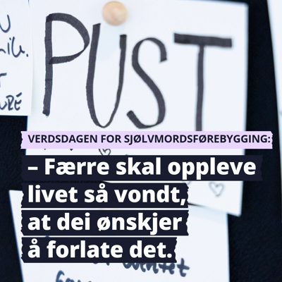 Bilde av en hvit lapp der det står "Pust".