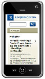 Byhetssak fra regjeringen.no vist på en mobil.