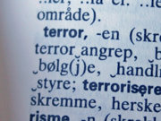 Nærbilde av definisjonen av terror i Tanums store rettskrivningsordbok.