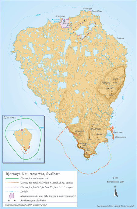 Kart over Bjørnøya naturreservat