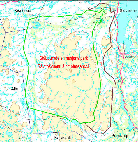 Stabbursdalen nasjonalpark - kart