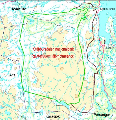 Stabbursdalen nasjonalpark - kart