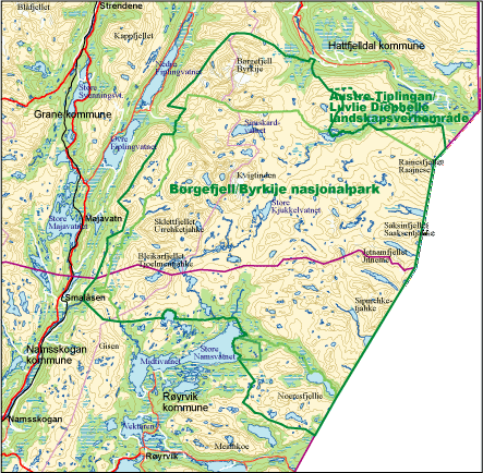 Kart over Børgefjell