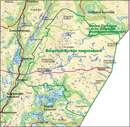 Kart over Børgefjell