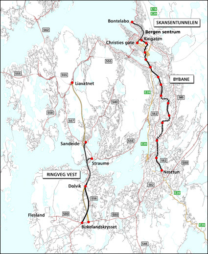 Kartillustrasjon: Bergensprogrammet