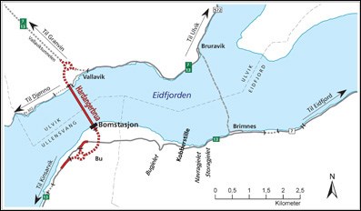 Kart: Hardangerbrua krysser Eidfjorden