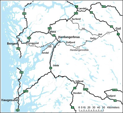 Oversiktskart: Hardangerbrua